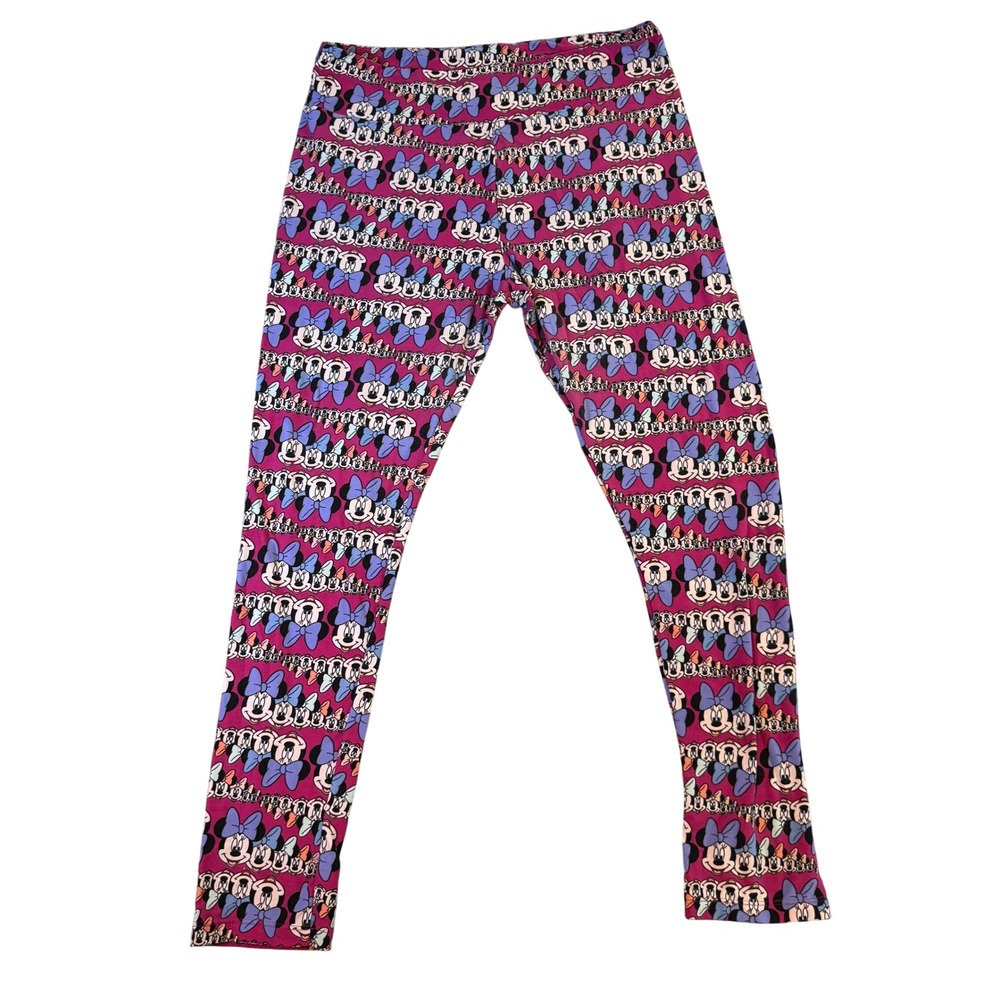 LuLaRoe Disney Minnie Mouse Leggings Magenta Pink Bows OS One Size Womens
